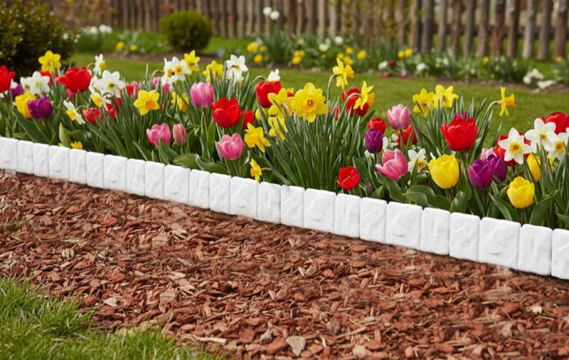 Palisada ogrodowa wysoka obrzeże border biały 2,4m płotek GeoBorder